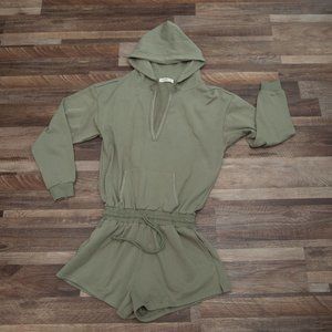Natural Life Womens M Sand Gray green Charlie Deep V Neck Jumpsuit Romper